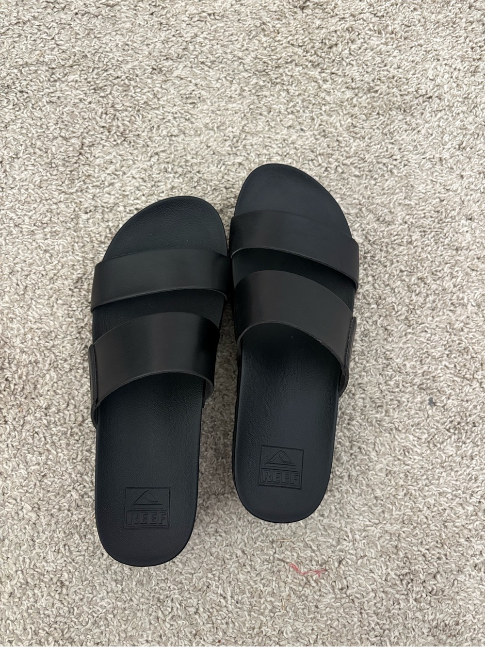 Reef Black Double Strap Slide Platform Sandals!